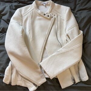 Asilio White Ribbed Women's Moto Style Jacket